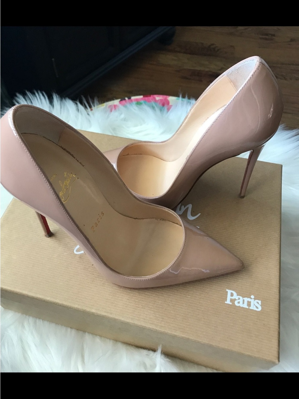 Christian Louboutin Blush Patent Pointed-Toe Stilettos